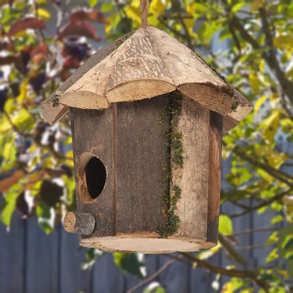 Outside Wooden Bird Nest Natural