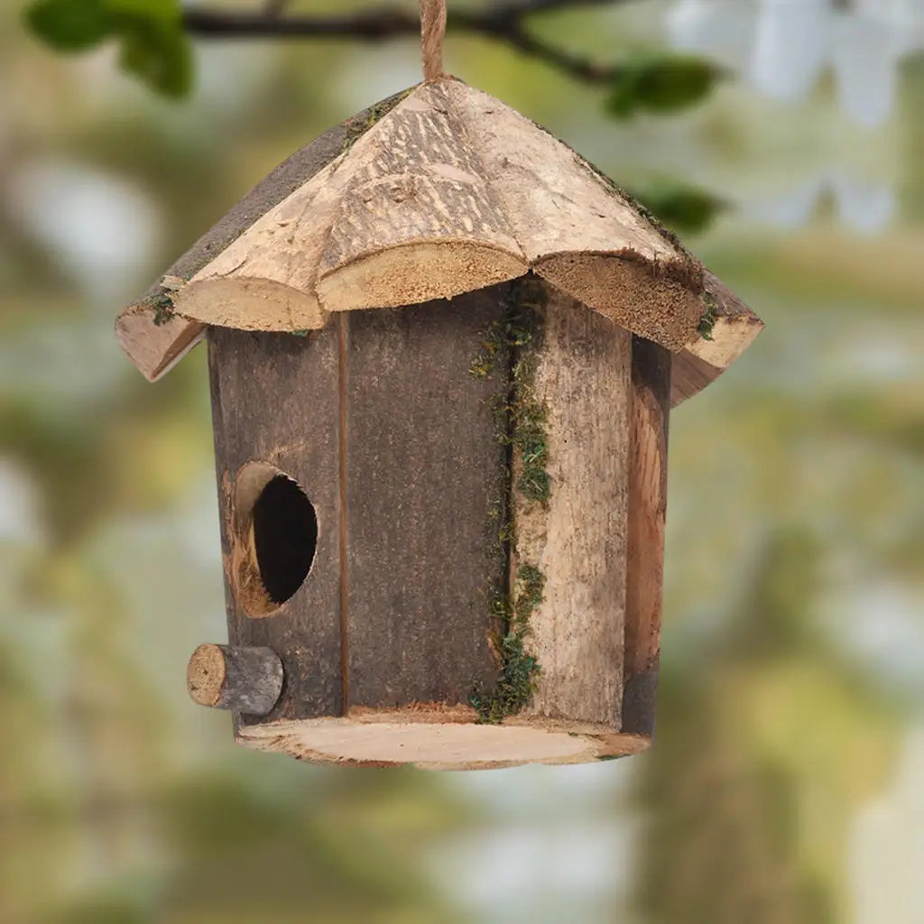 Outside Wooden Bird Nest Natural