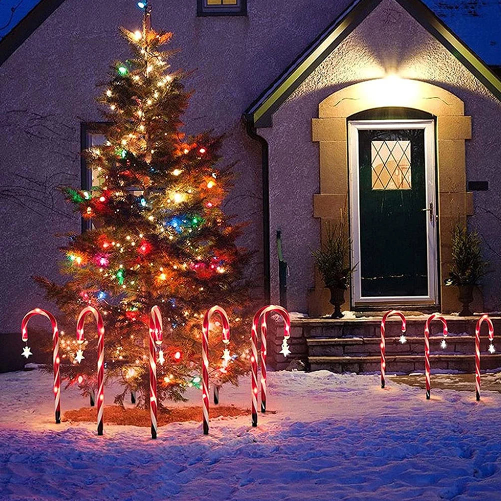 8pcs Solar Christmas Candy Cane Light