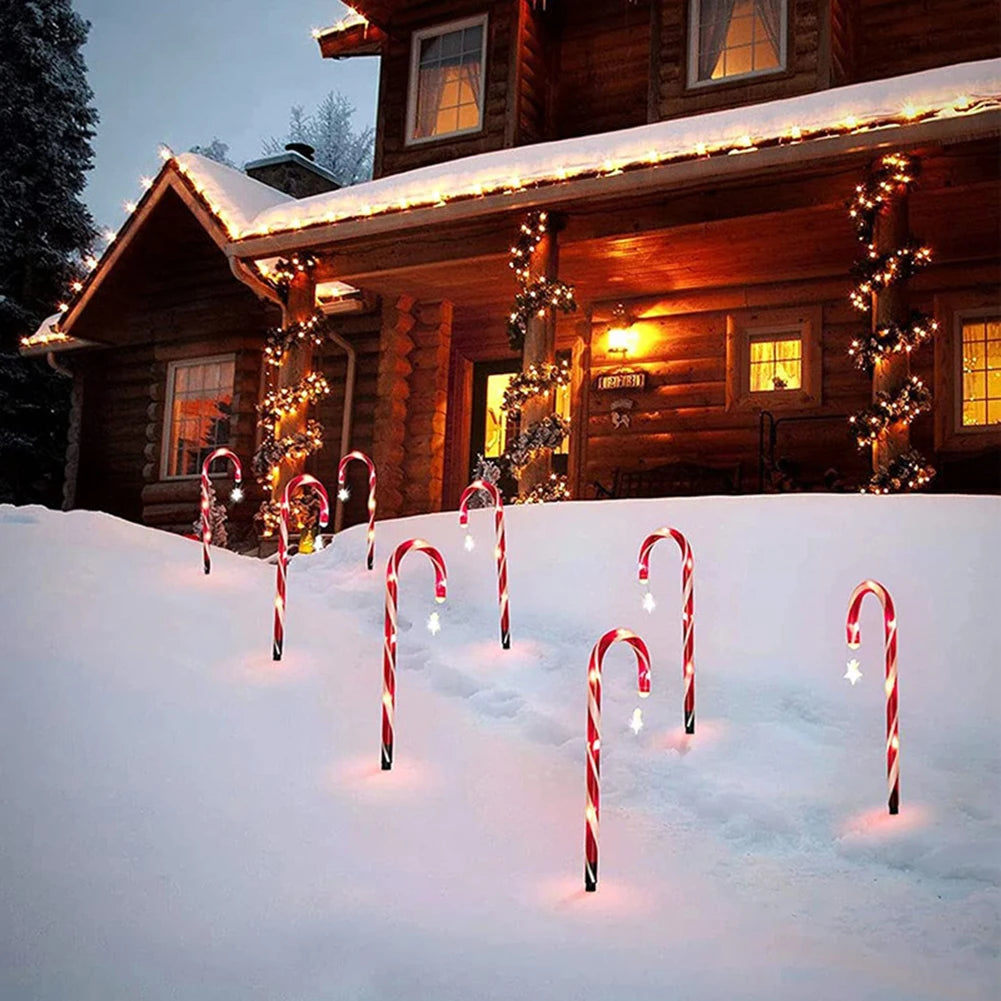 8pcs Solar Christmas Candy Cane Light