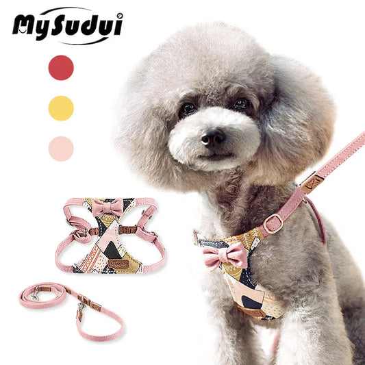 Anti-Pull Dog Harness And Leash Set Breathable Step In Pet Vest Adjustable Safety Luxury Leash For Kitten Puppy Dogs Accessories