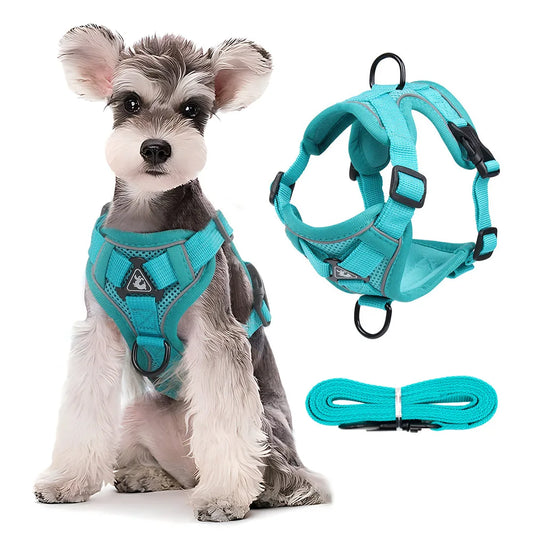 Reflective Soft Breathable Mesh Dog Harness Choke-Free Double Padded Vest