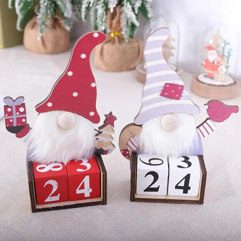 2024 Christmas Countdown Calendar Wooden Painted Santa Calendar