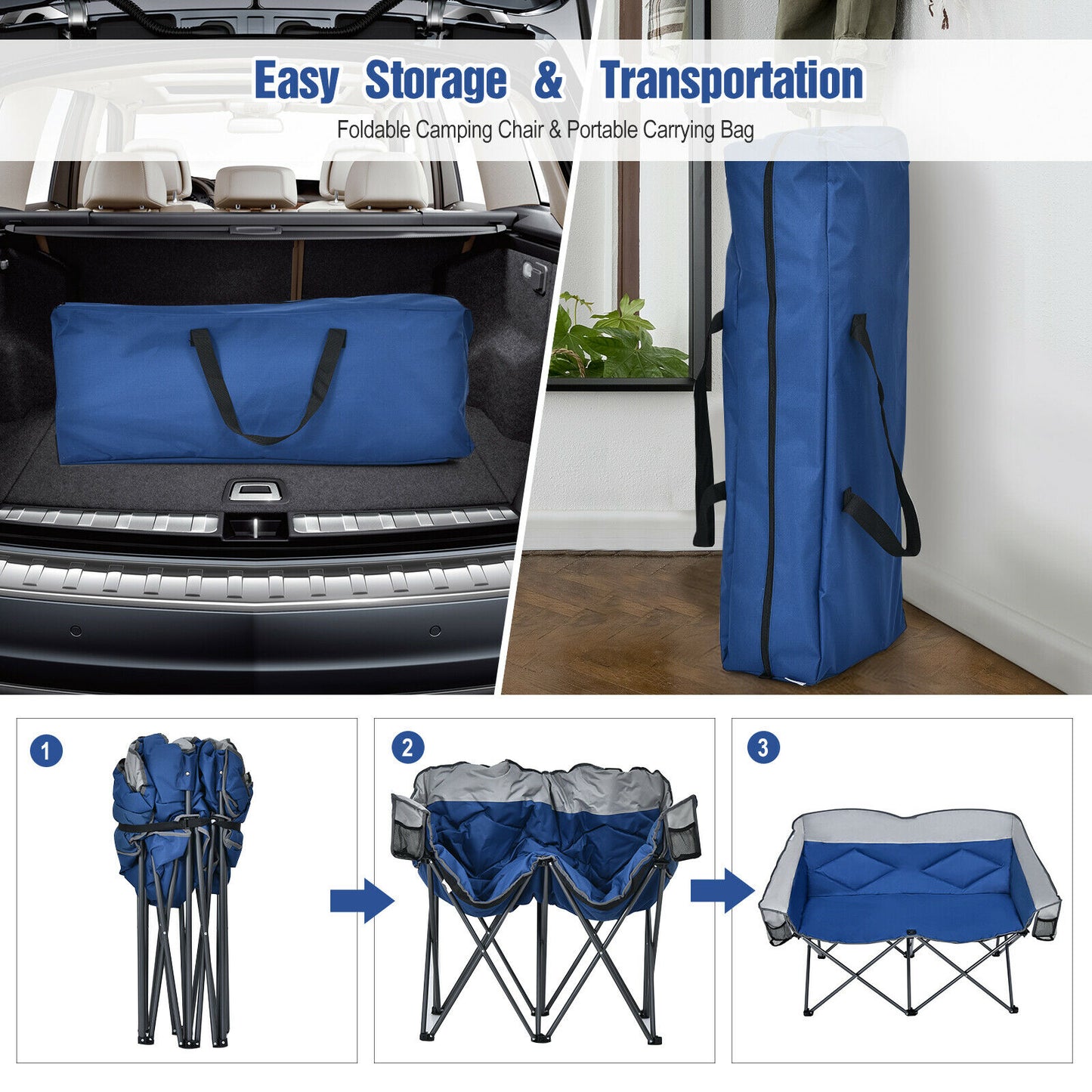 Folding Camping Chair Loveseat