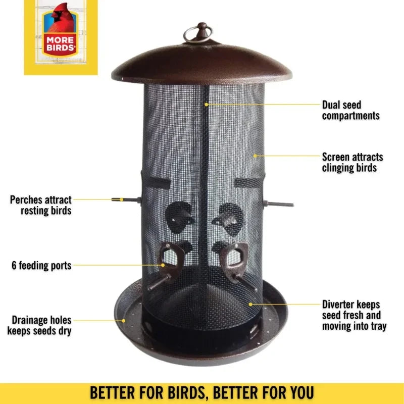 More Birds Giant Combo Screen Bird Feeder,10 lb Capacity, Brown