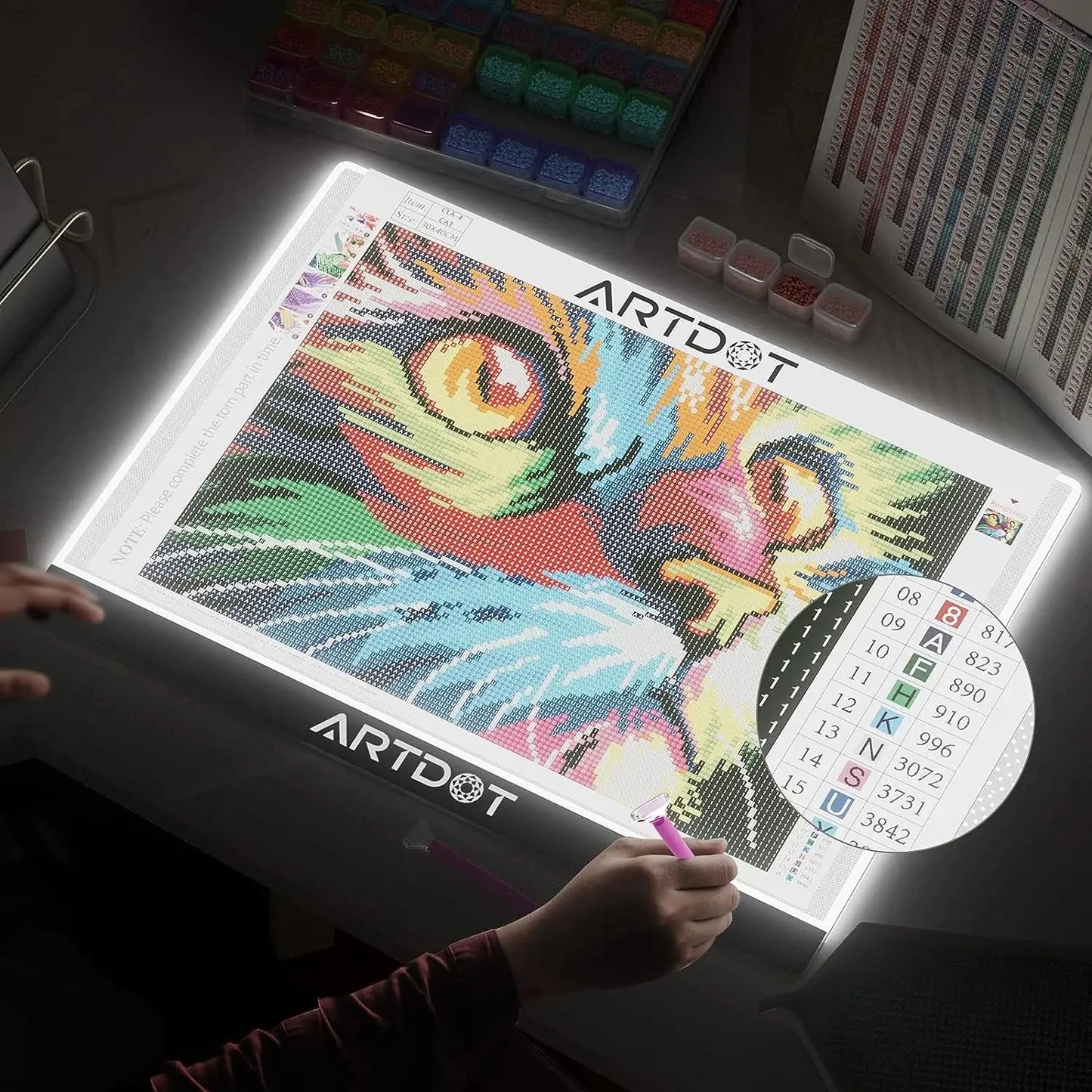 ARTDOT LED Light Pad For 5D Stitch Diamond Painting Art Tools A4 A3 A2 A1