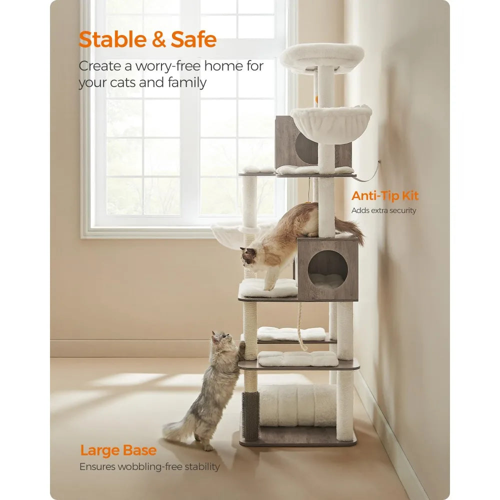 2024 New  Cat Tree, 77.5-Inch Tall Modern Cat Tower