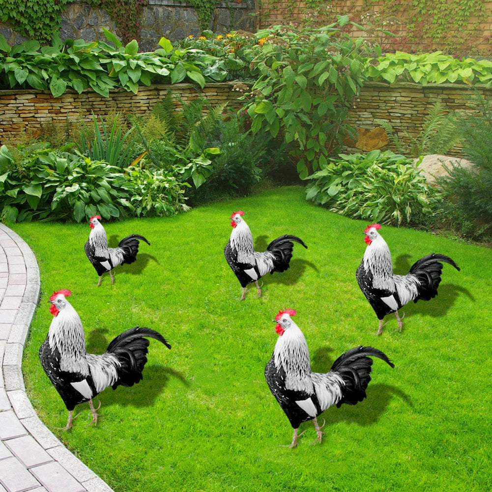 Acrylic Courtyard Stake hens. outdoor