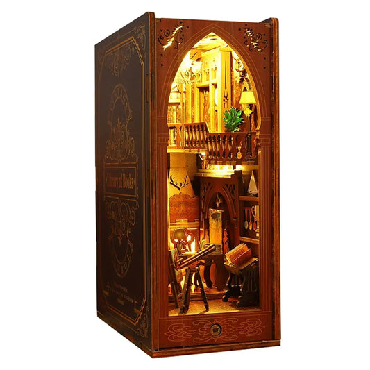 LED Book Nook Kit, Decorative Bookend Stand, 3D Wooden Puzzle