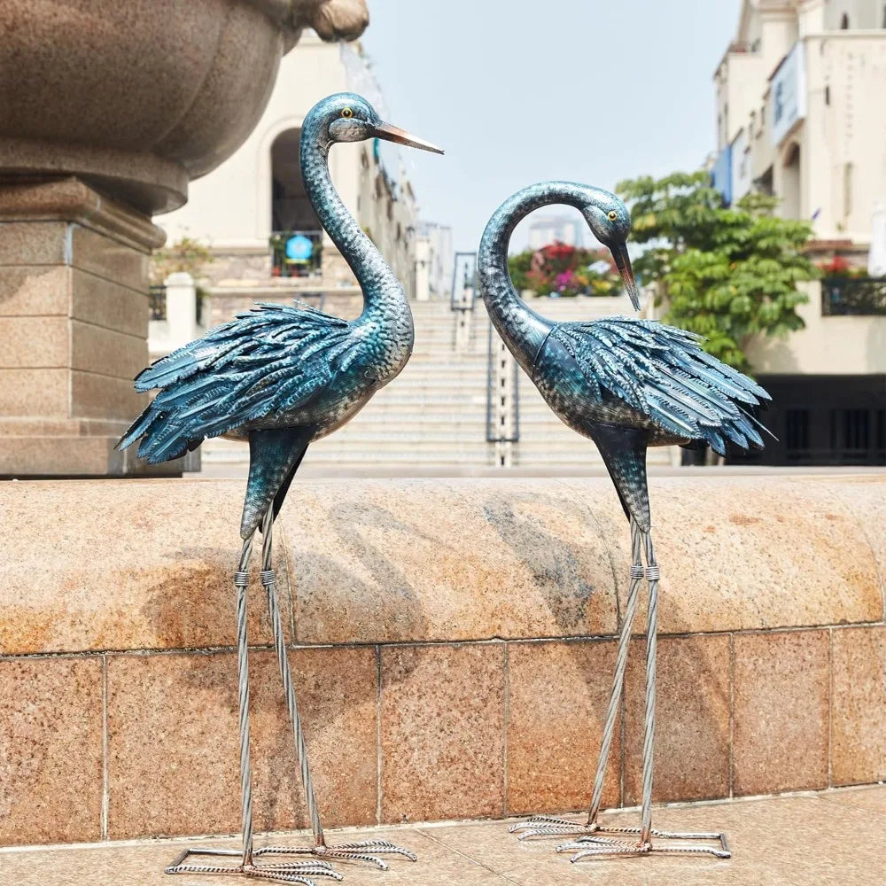 Garden Crane Statue for Outdoor, Decoy Garden Sculptures and Statues, , Set of 2