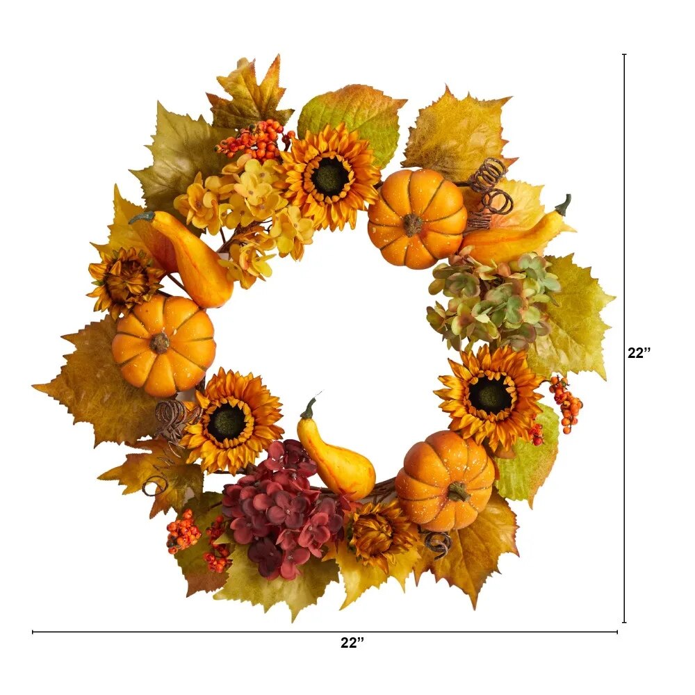 Thanksgiving Decoration (Multicolor) With Pumpkins and Sunflower