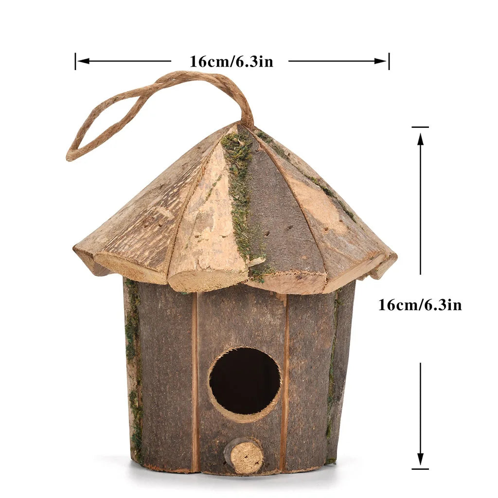 Outside Wooden Bird Nest Natural