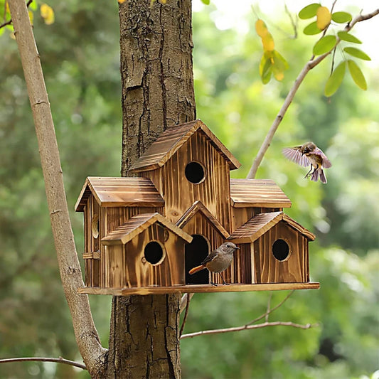 Birdhouse Solid Wood Bird Home Decor Outdoor Birdhouse