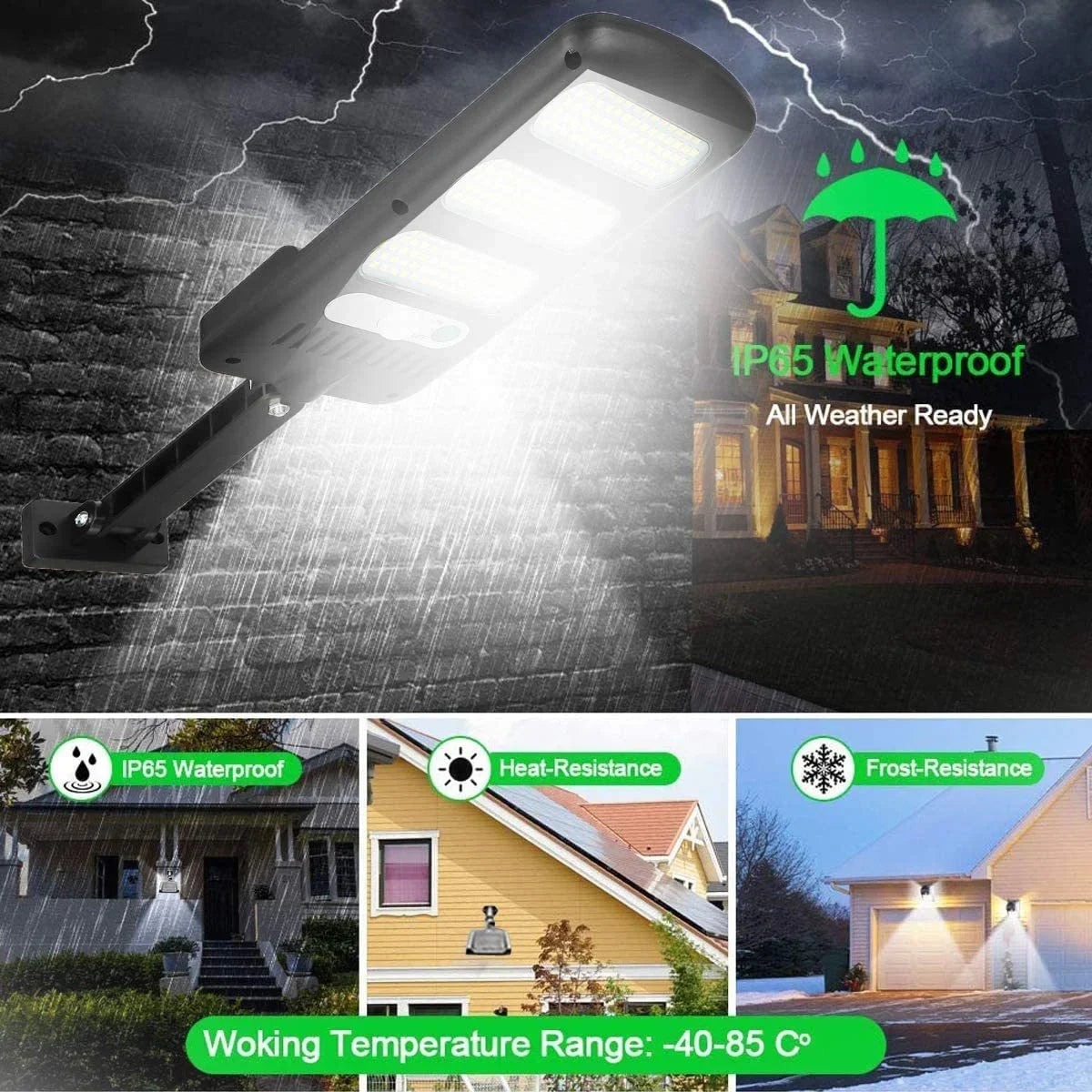 2Pcs 213LED Solar Street Lights  Outdoor 3 Light Mode Waterproof Motion Sensor