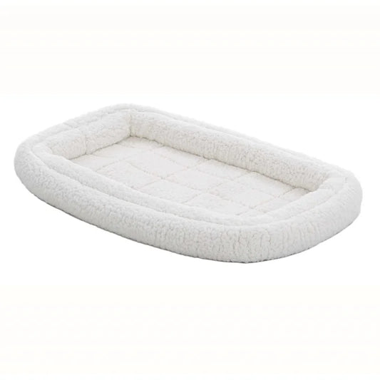 QuietTime Double Bolster Dog Bed & Crate Mat, White, 30"