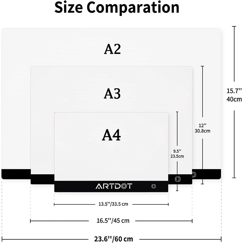 ARTDOT LED Light Pad For 5D Stitch Diamond Painting Art Tools A4 A3 A2 A1