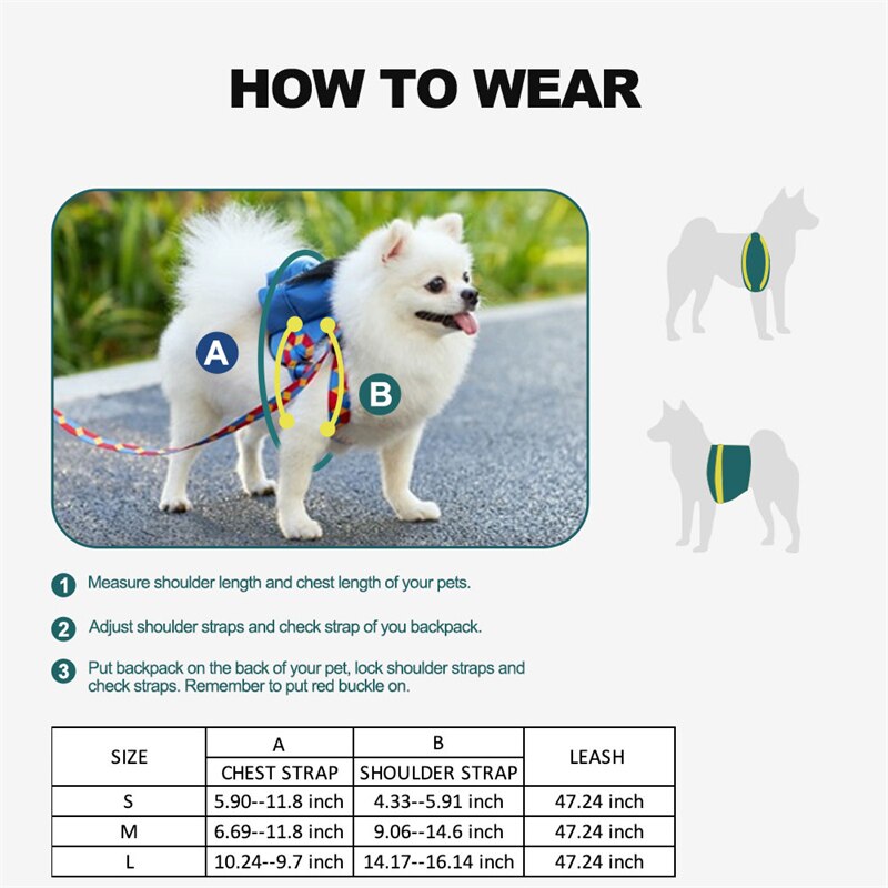 Canvas Pet Dog Backpack Harness Bag With Leash