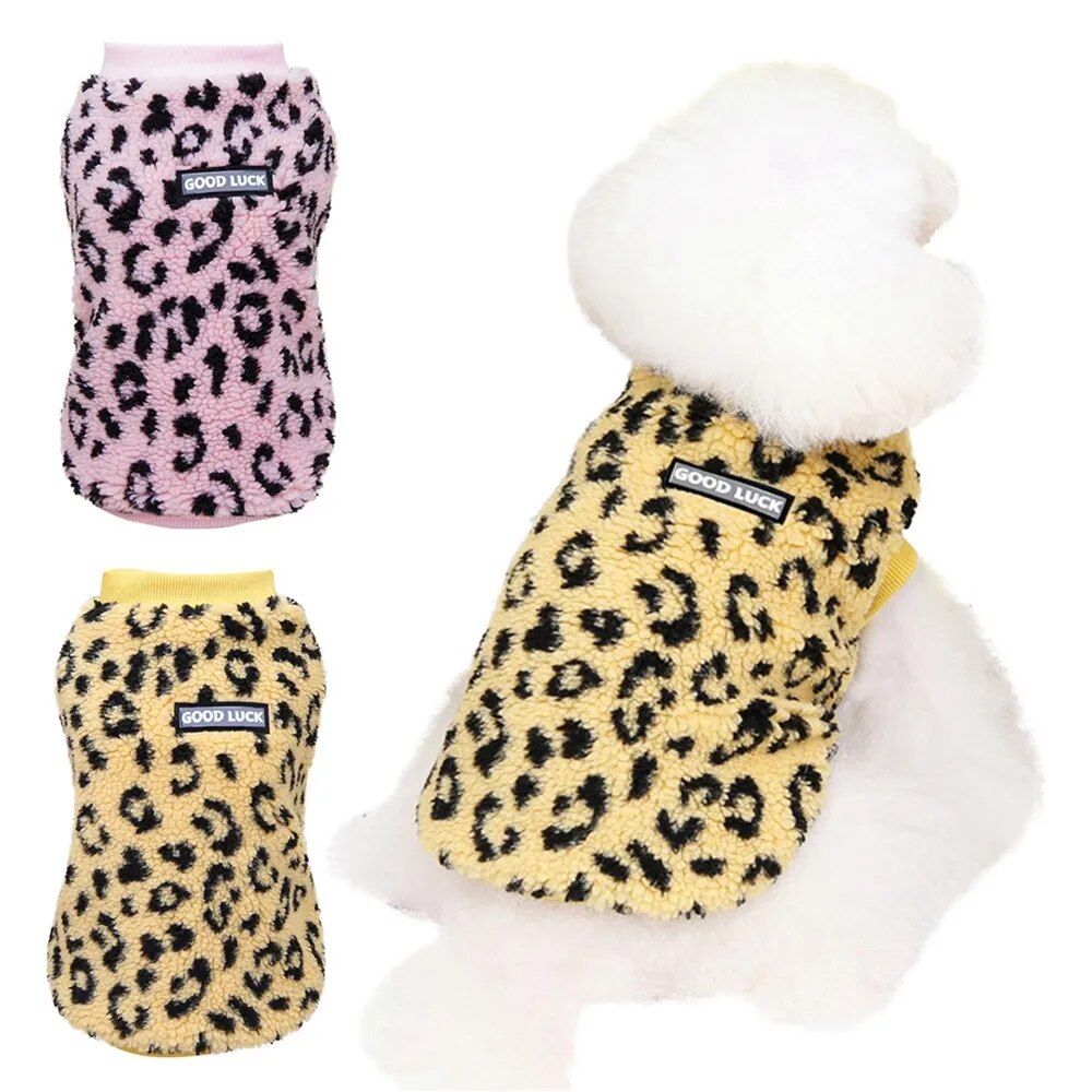 Leopard Pet Clothes Autumn Winter Fleece Dog Jacket