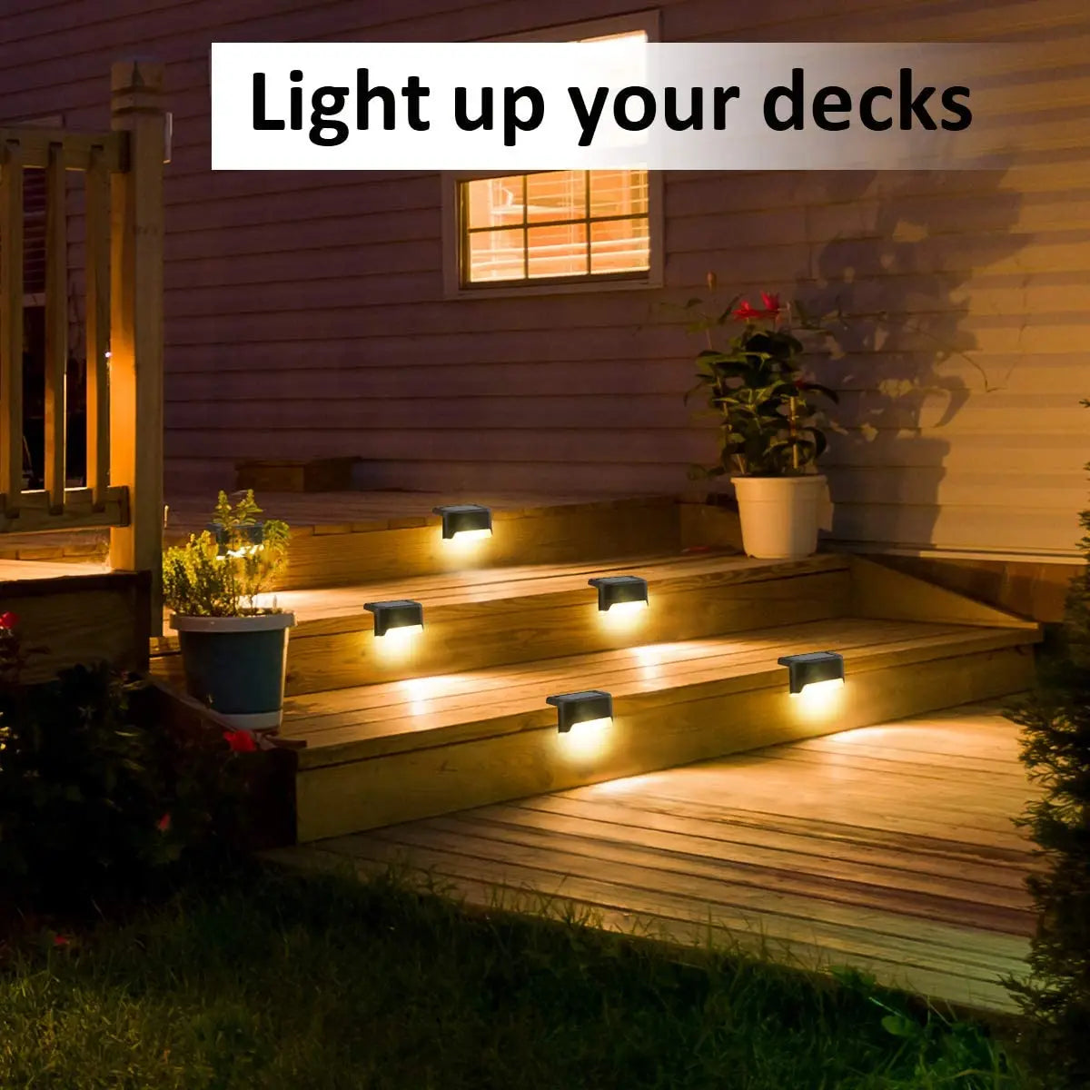 4/8/12/16pcs Solar LED Lights Outdoor Garden Light Deck Lamp Solar Stairs Light