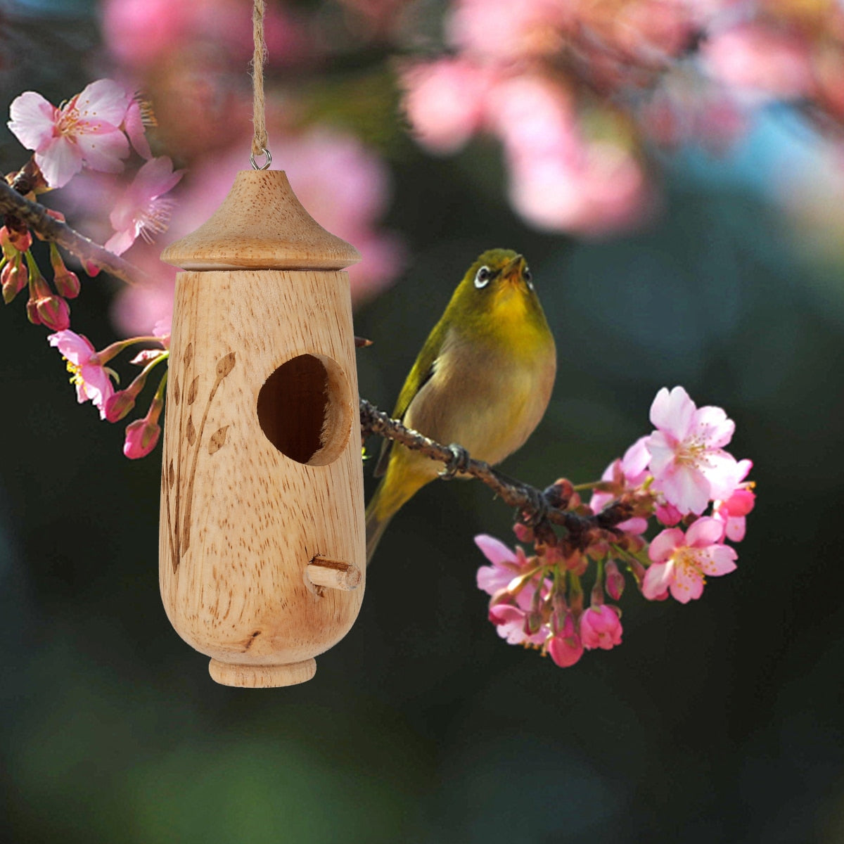 Wooden Hanging Bird Feeder