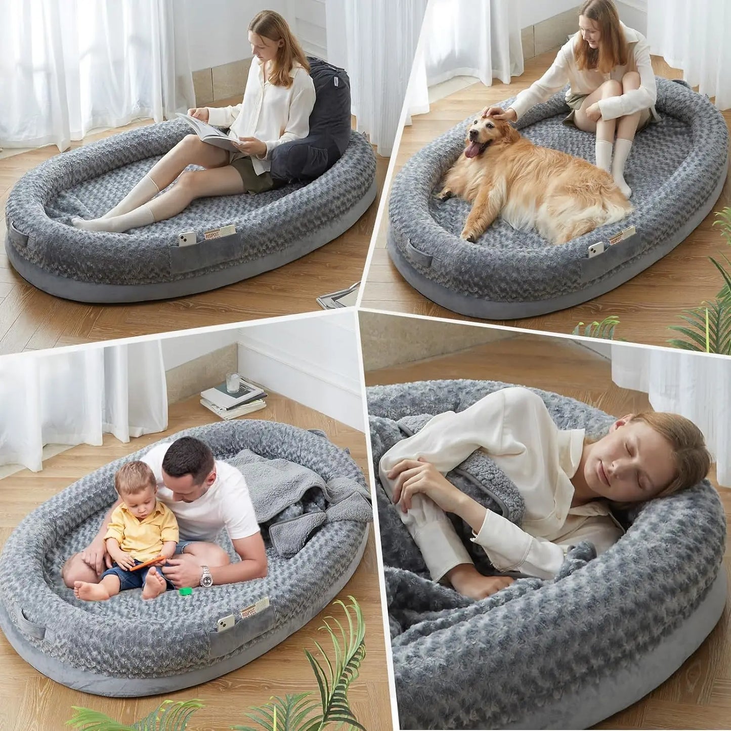 Human Sized Dog Bed with Egg Crate Foam,  with Washable Cover