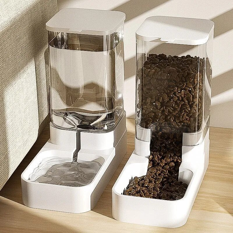 Automatic Dog Cat Gravity Food and Water Dispenser Set