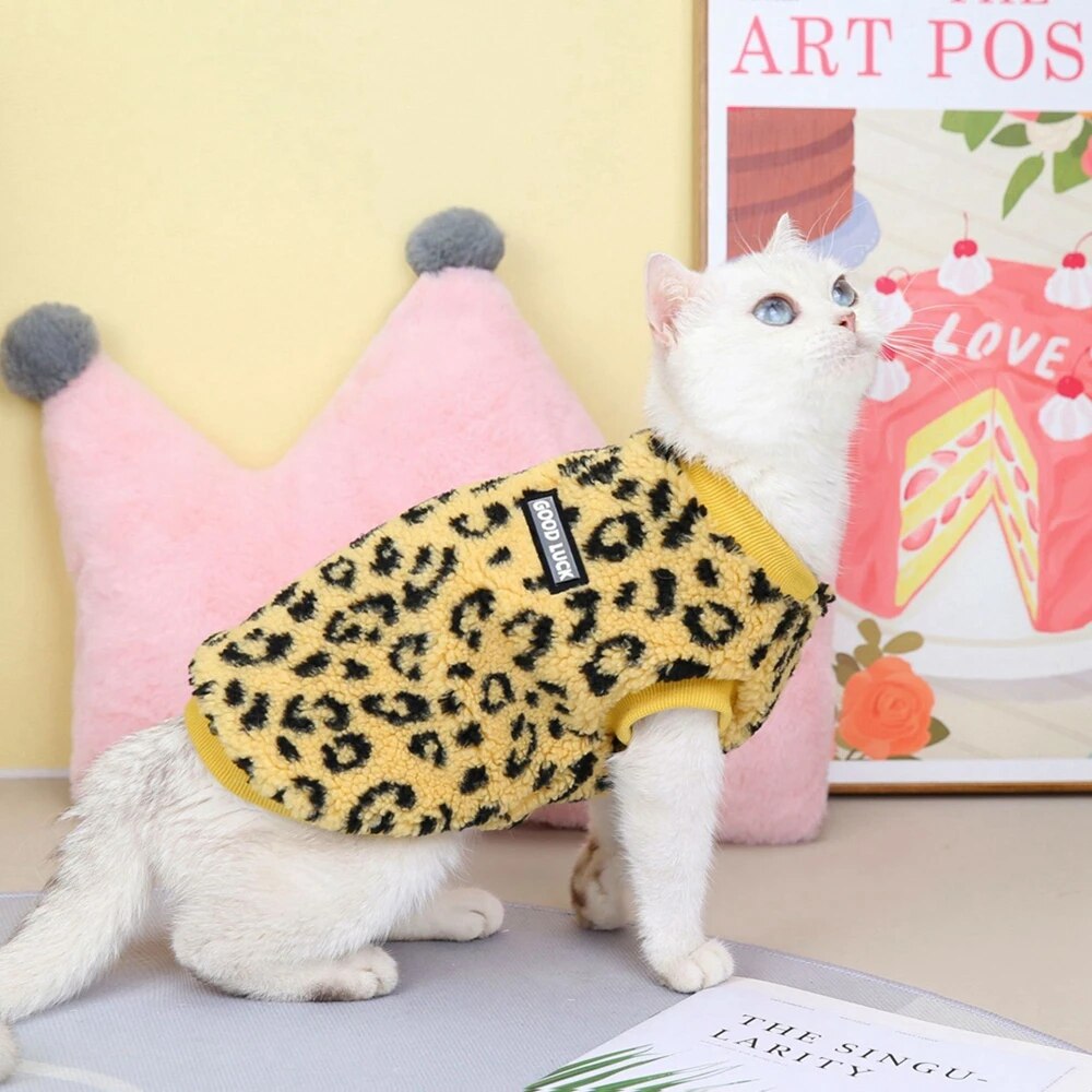 Leopard Pet Clothes Autumn Winter Fleece Dog Jacket