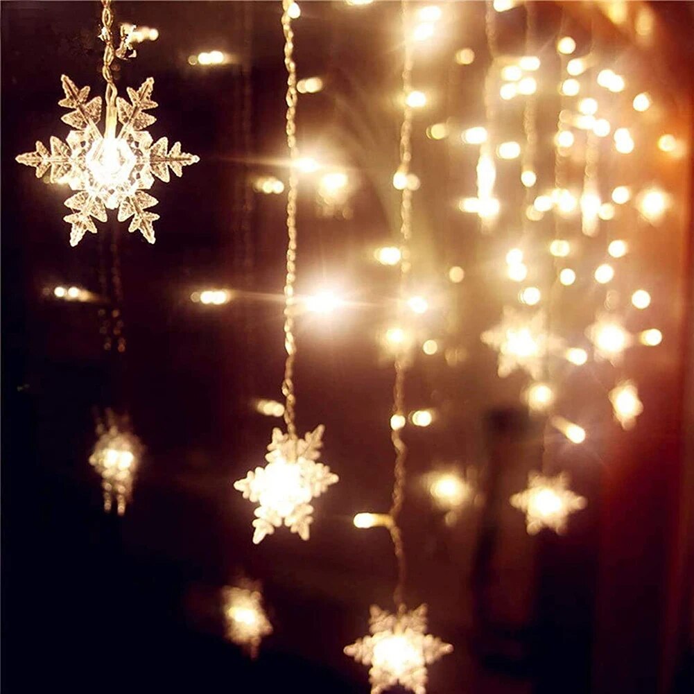 4M Christmas Lights LED Snowflake String Lights 8 Modes