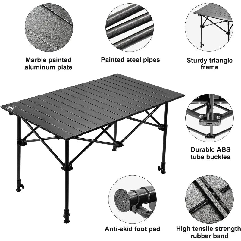 Camping Table with Storage Basket Foldable Picnic Table for Outdoor