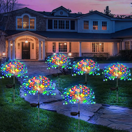 LED Solar Firework Fairy Lights Outdoor Waterproof Lawn Pathway