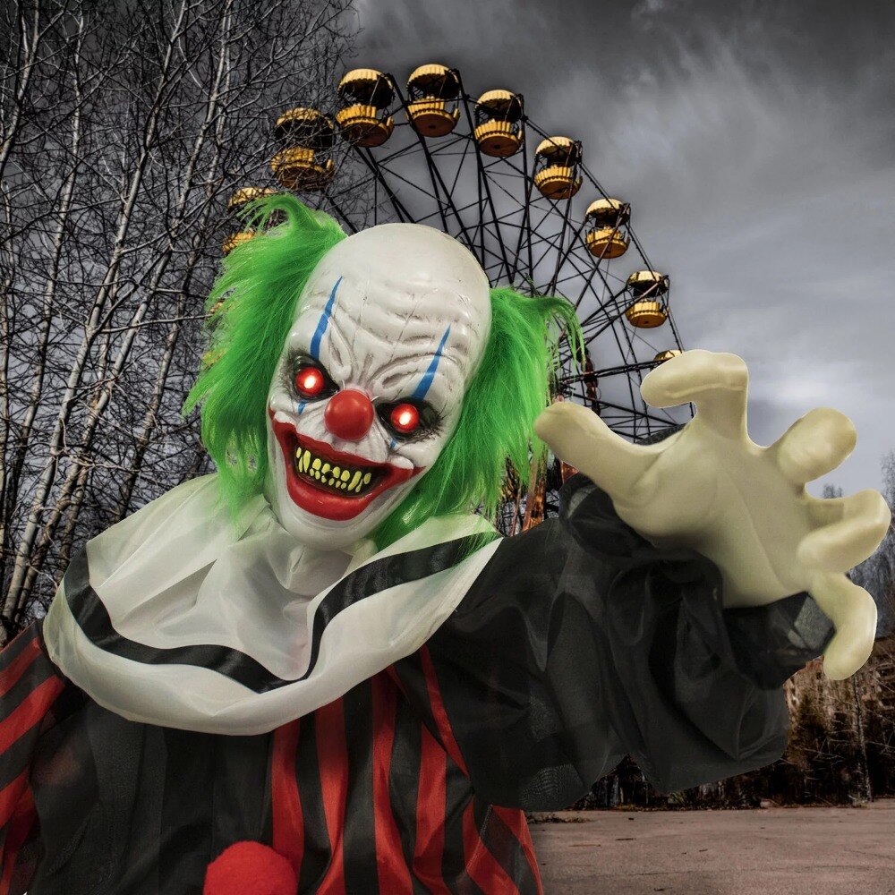 32-In. Animatronic Clown, Indoor/Outdoor Halloween Decoration,