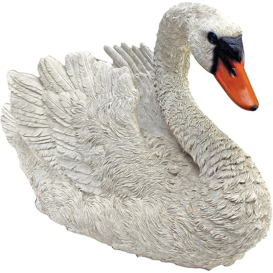 White Swan Garden Bird Statue 18 Inch Full Color Outdoor Decorations for Garden Yard