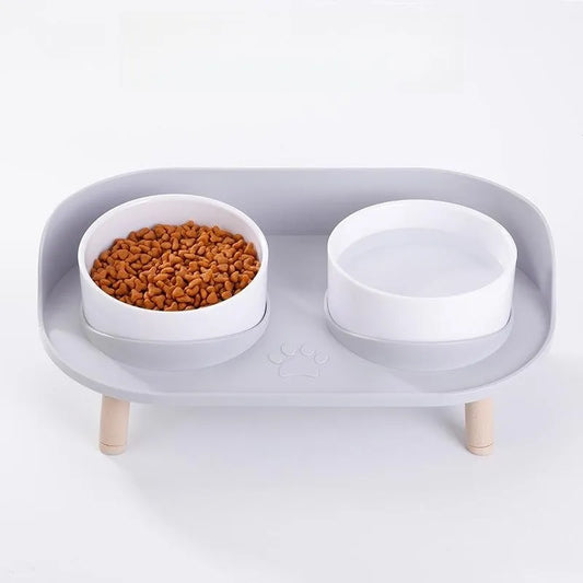 ABS Plastic Double Bowls Water Food Bowls Prevent Knocks Over