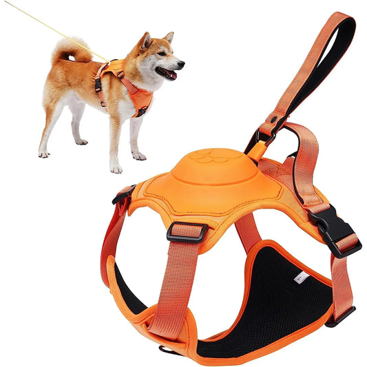 Dog Harness and Retractable Leash Set All-in-One. Automatic Anti-Burst Impact ,Flexible Rope, Anti-Twist