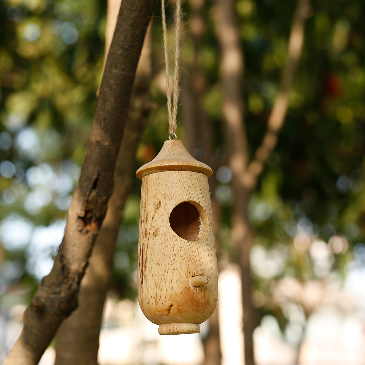 Wooden Hanging Bird Feeder