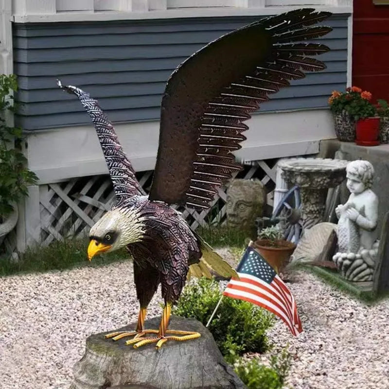 chisheen Bald Eagle Statue Outdoor Garden Sculpture Metal Yard Art Lawn Decorations Large Eagle Figurines and Statues