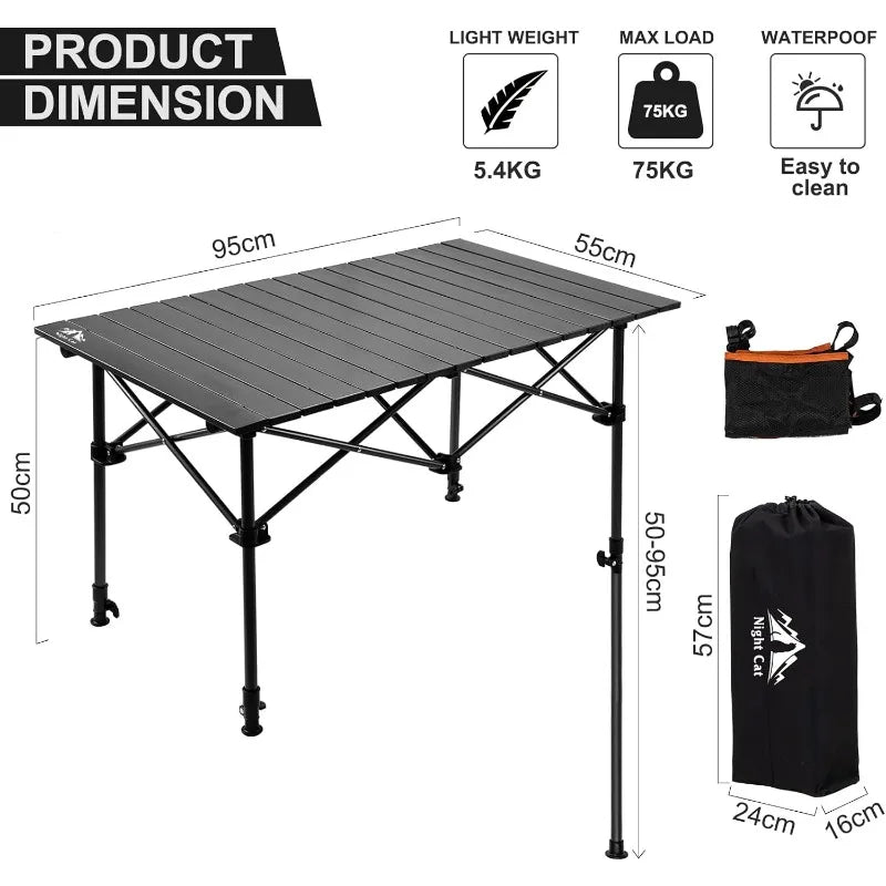 Camping Table with Storage Basket Foldable Picnic Table for Outdoor