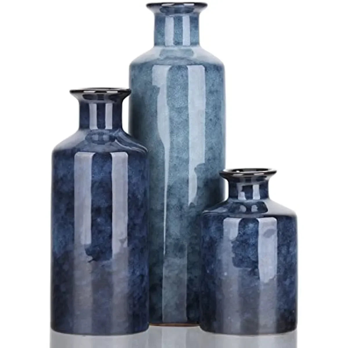 Blue Ceramic Vases Set 3 Blue Small Vase Farmhouse Country