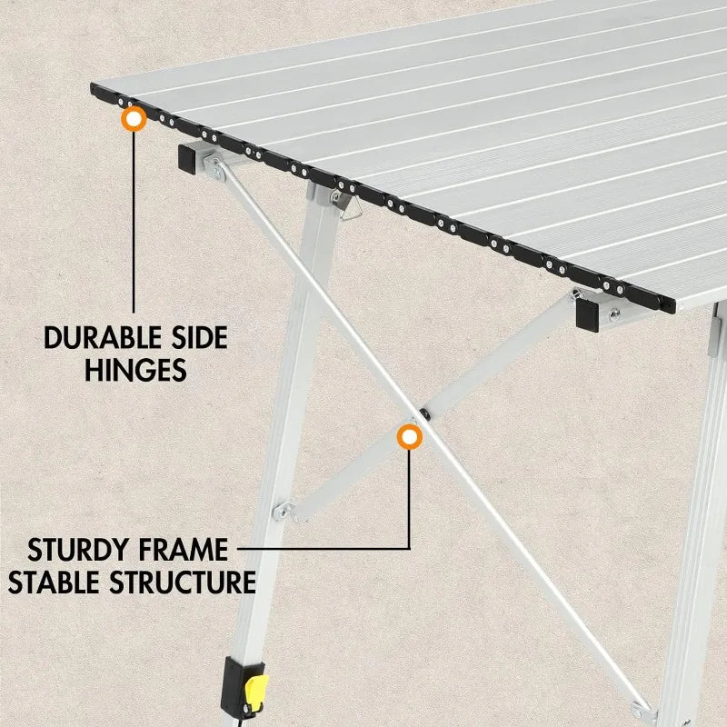 Camping Table Portable Folding  Ultra Lightweight Folding Camp Table 4 Adjustable Legs Aluminum