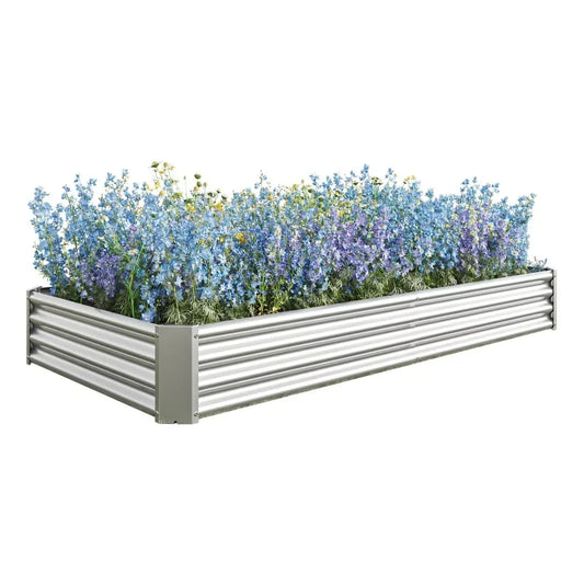 Planter Raised Garden Bed Kit - Garden Outdoor  Box for Vegetables - 7.6 ft x 3.7ft - Silver Garden Supplies