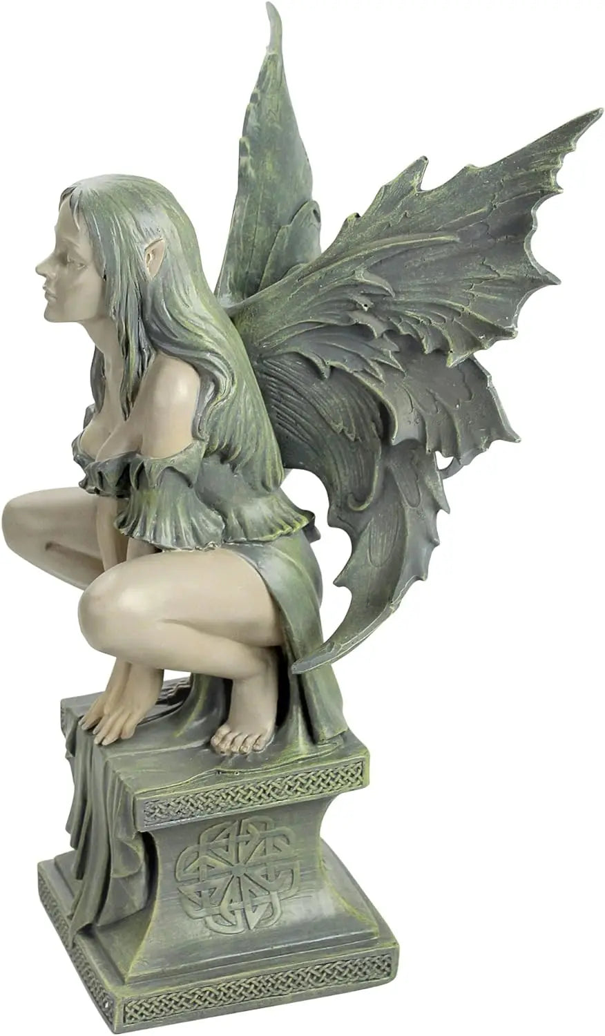 Celtic Fairy's Perilous Perch Outdoor Garden Statue, Large, 19 Inch, Two Tone Stone