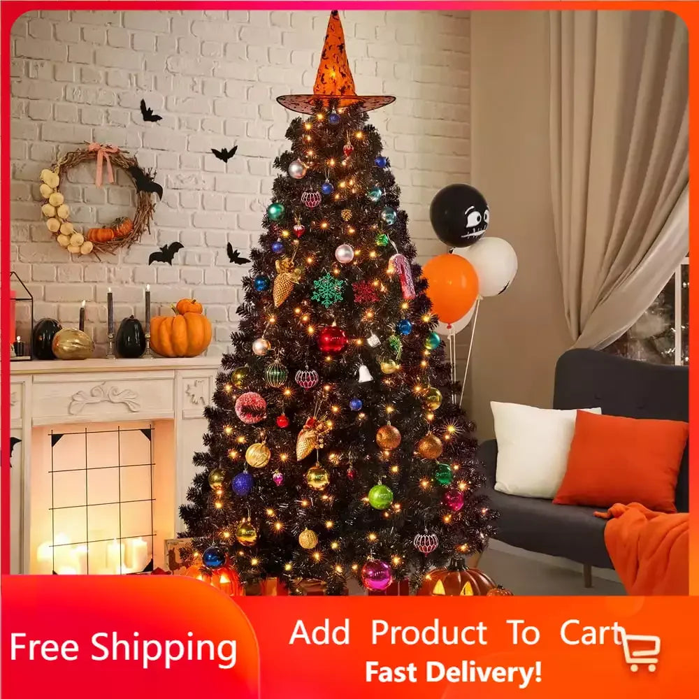 Christmas Clear Pre-Lit 300 Incandescent Black Pre-Lit Spruce Collapsible Artificial tree