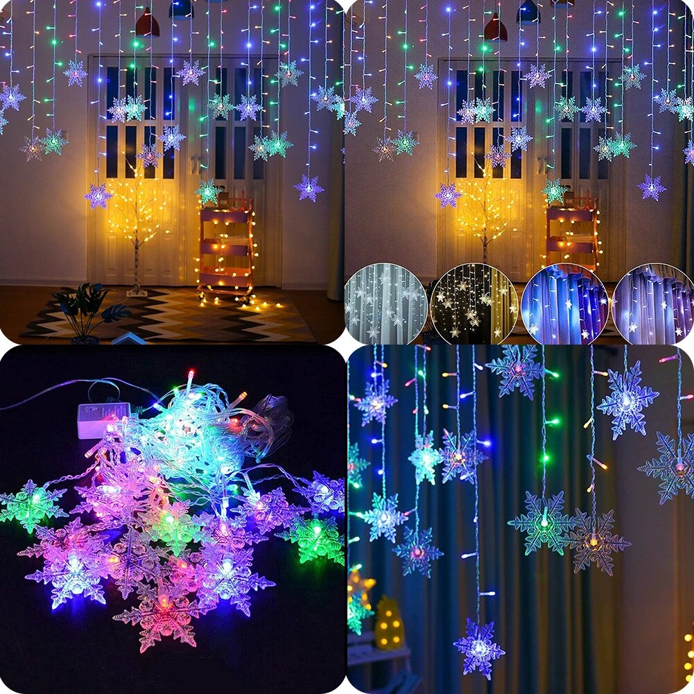 4M Christmas Lights LED Snowflake String Lights 8 Modes