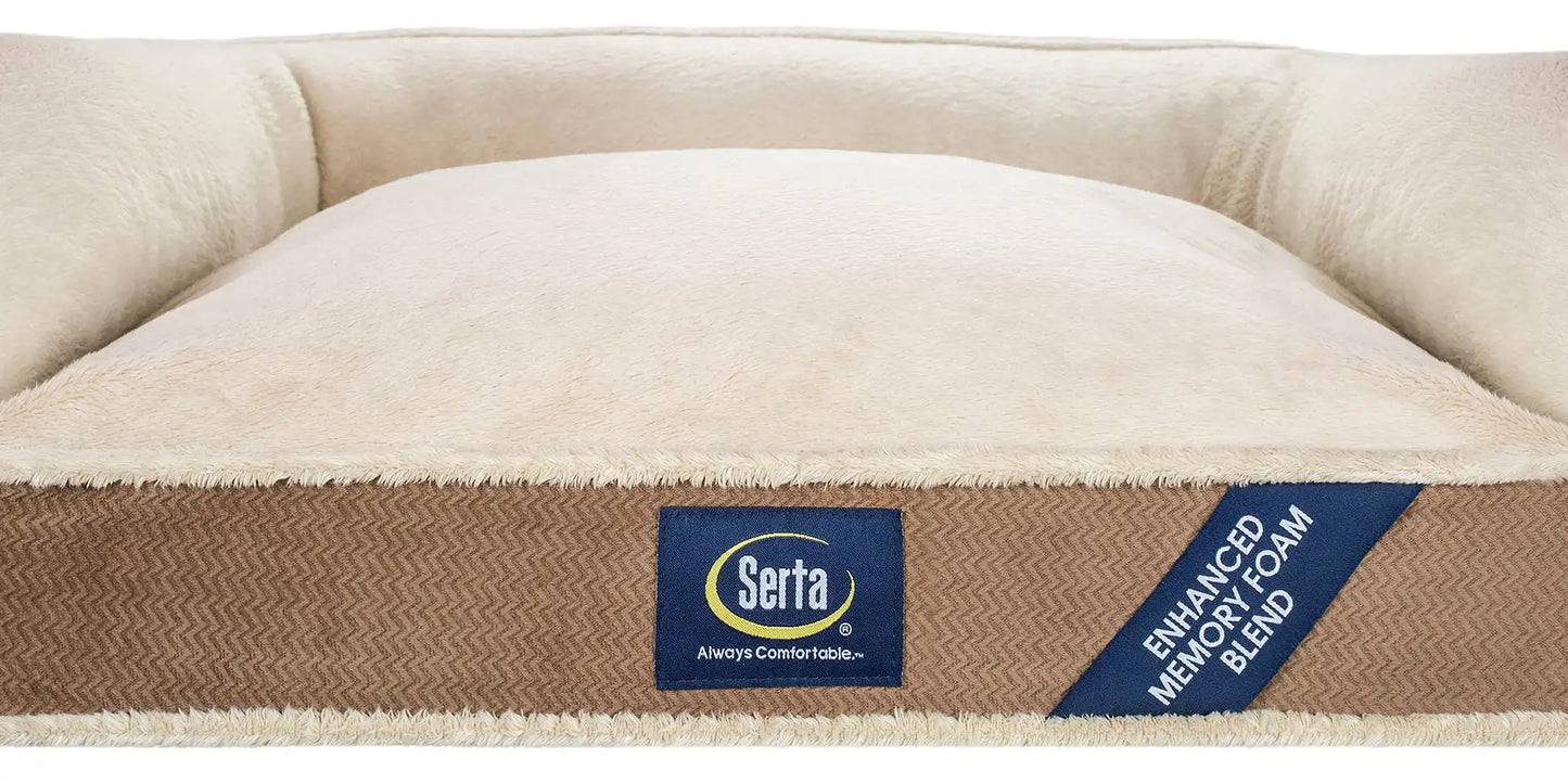 SertaPedic Memory Foam Mini Couch Dog Bed in Brown, Small