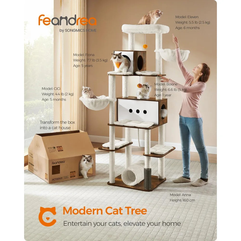 2024 New  Cat Tree, 77.5-Inch Tall Modern Cat Tower