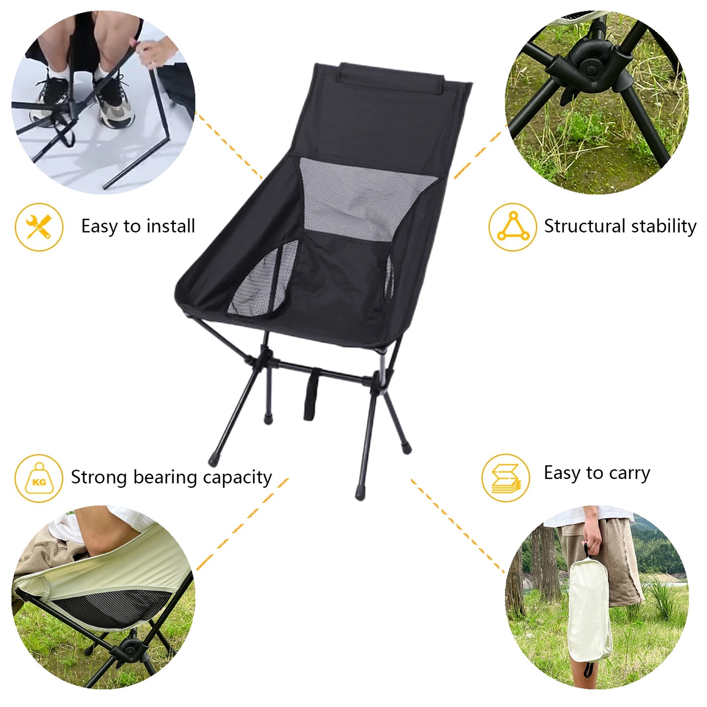 Detachable Portable Folding Moon Chair Outdoor Camping