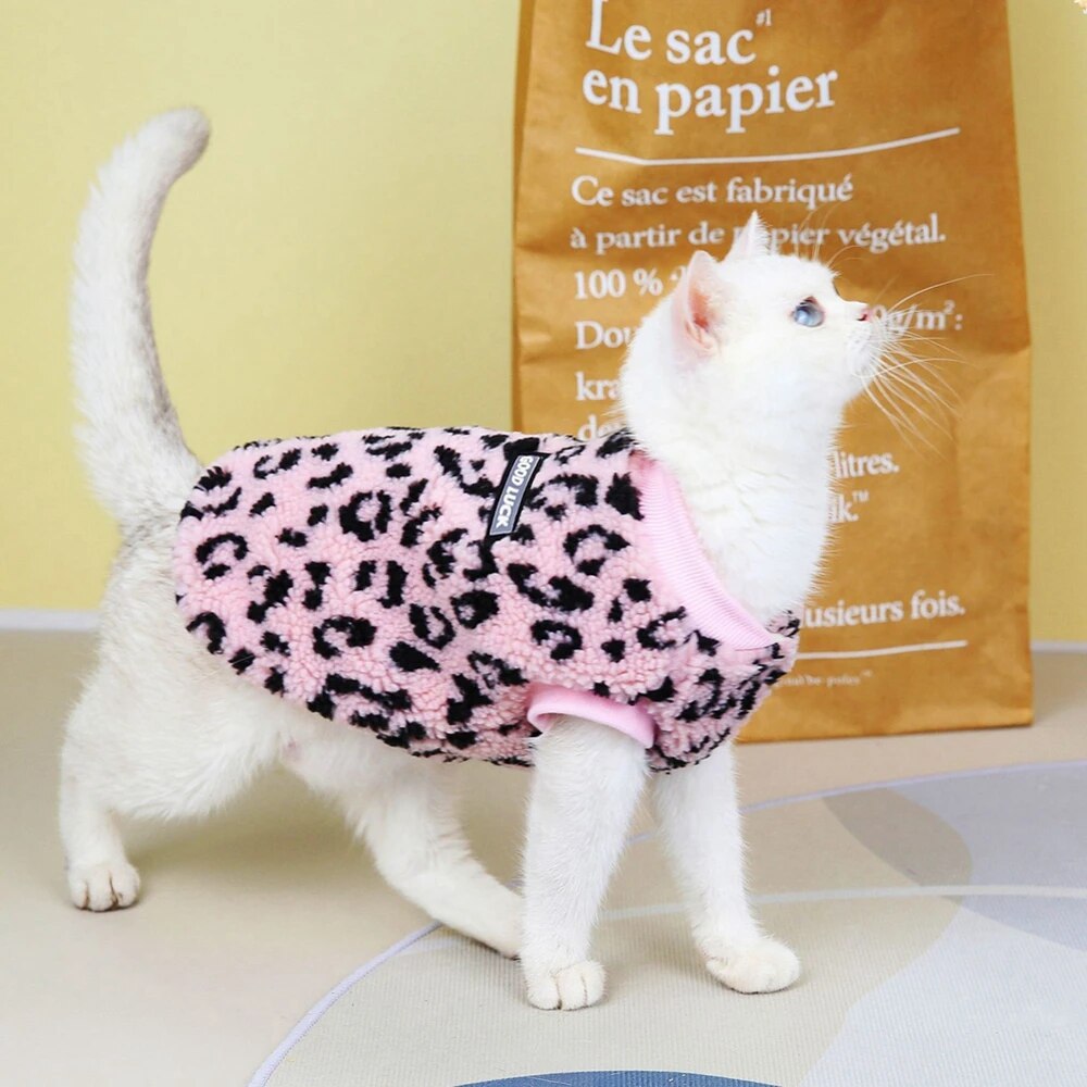 Leopard Pet Clothes Autumn Winter Fleece Dog Jacket