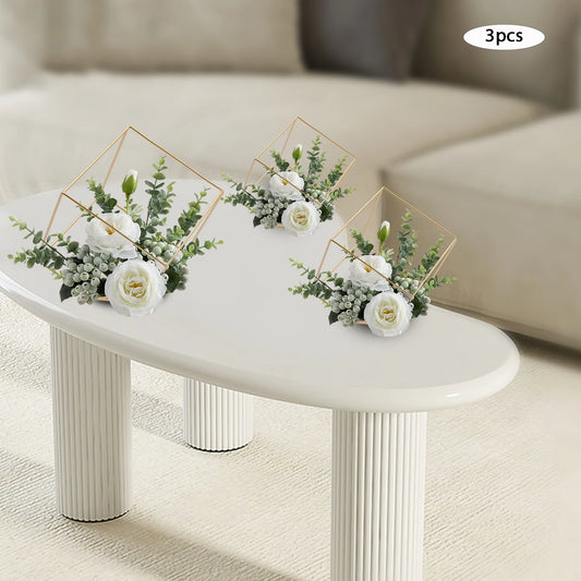 3 Pcs Metal Hexagon Shaped Geometric Design Flower Stand,