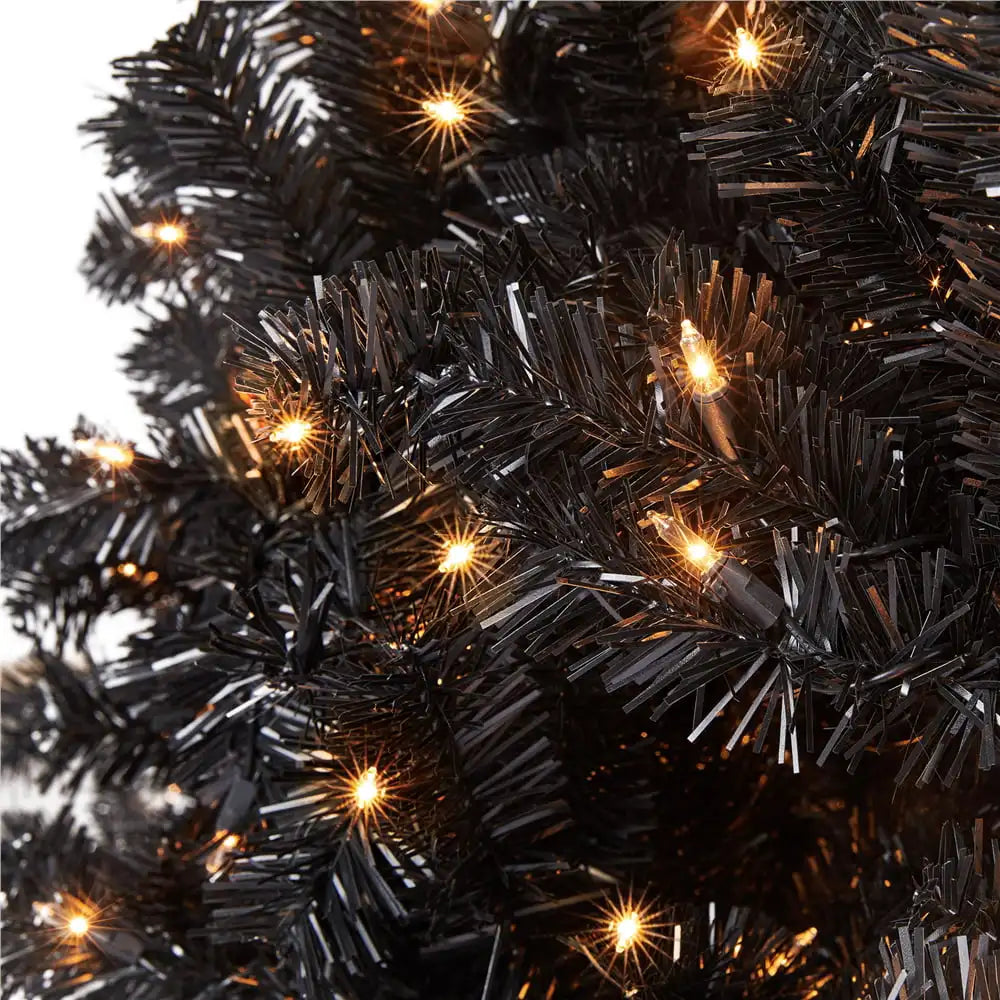 Christmas Clear Pre-Lit 300 Incandescent Black Pre-Lit Spruce Collapsible Artificial tree