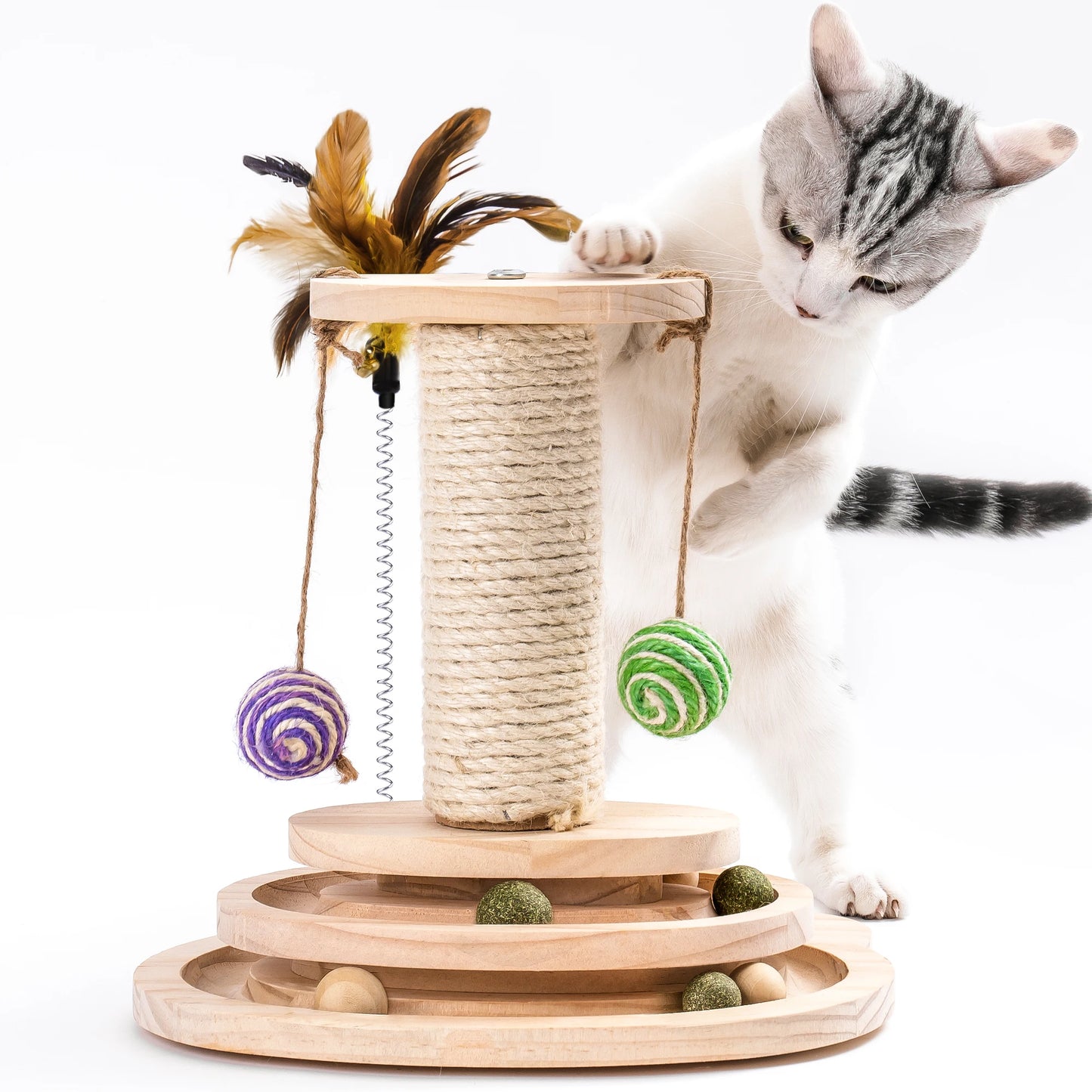 Cat Scratcher Pole Two-Layer Tier Track Ball